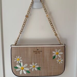 Kate Spade Beige Daisy Embroidered Shoulder Bag